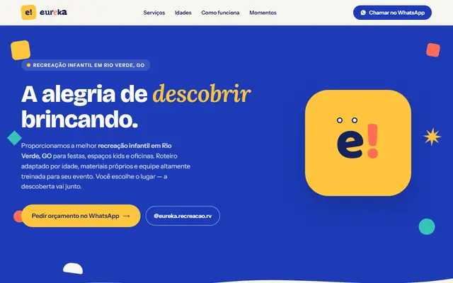 Página inicial da Eureka Recreação